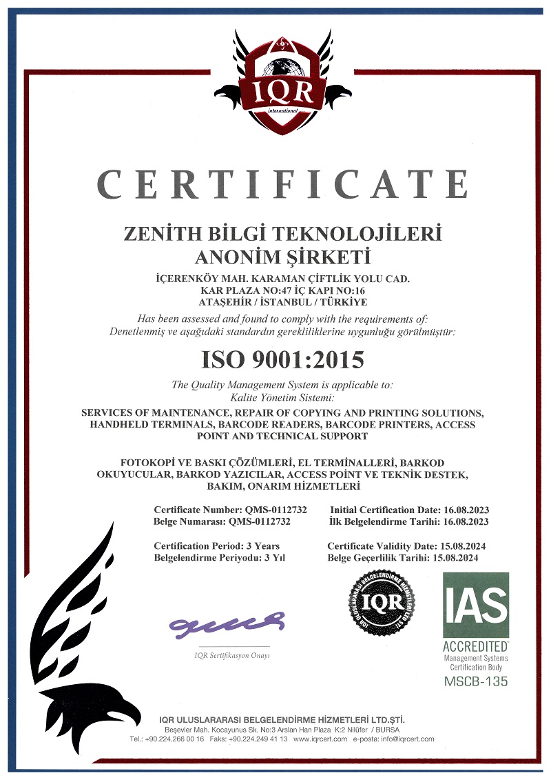 ISO 9001 BELGESİ 2024
