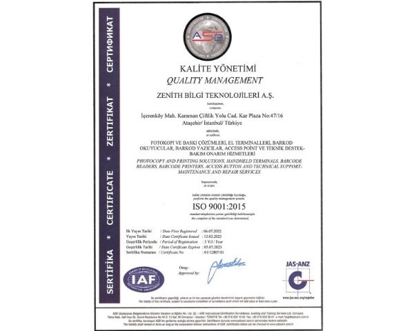 ISO 9001 BELGESİ 2023